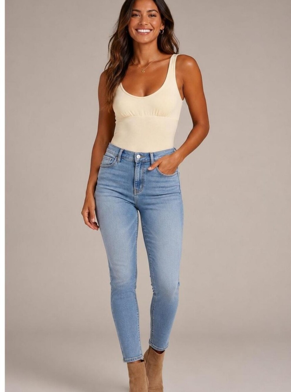 Scoop Neck Light Blue Women's Bodysuit